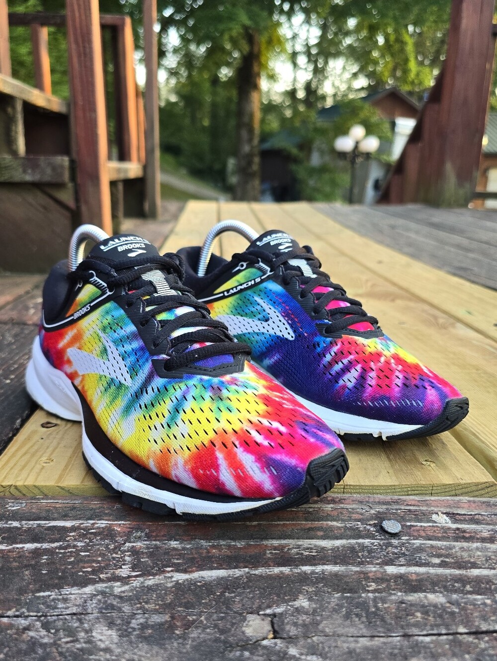 Brooks, Mens Launch 5, Rock N Roll Marathon, Rainbow Tie-Dye, Sz 8